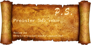 Preisler Sándor névjegykártya